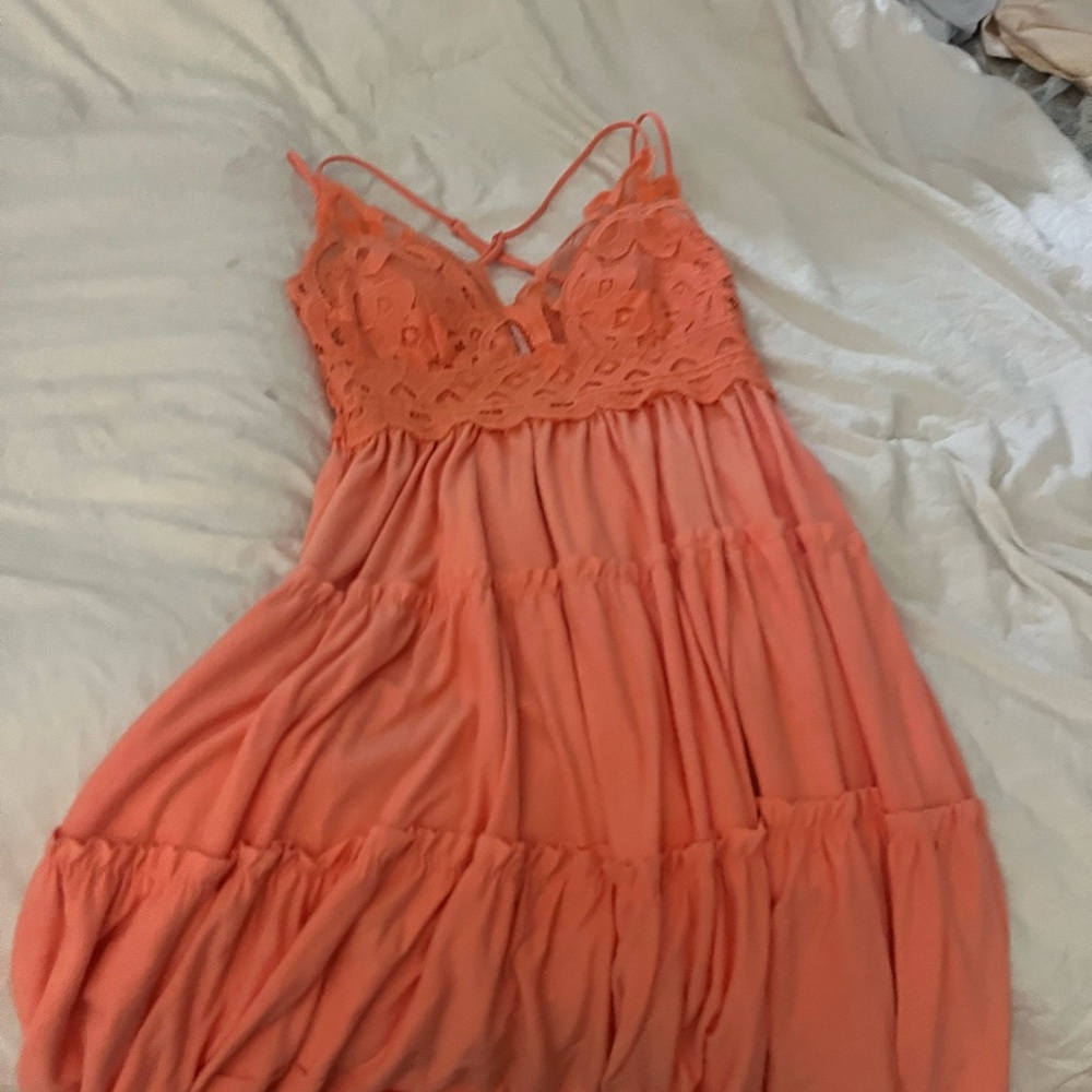 Zenana Outfitters Coral Lace Mini Dress
